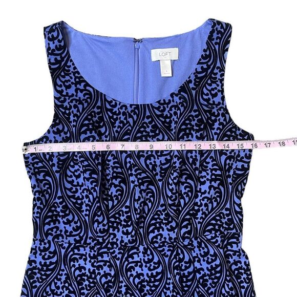 Ann Taylor Loft Factory Periwinkle & Black Velveteen Tapestry Damask Dress - Picture 11 of 15